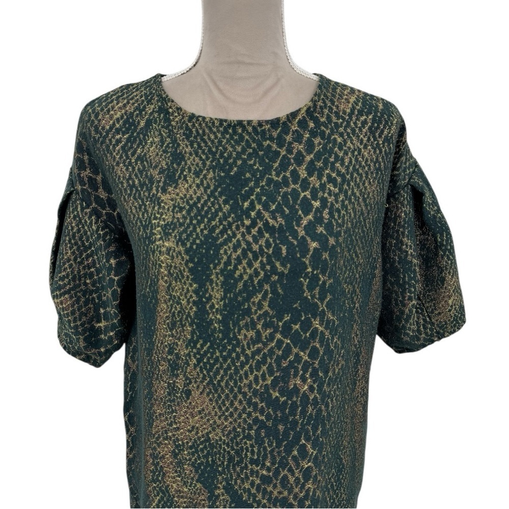 Eve Gravel "Train to Paris" Metallic Snakeskin Print Dress Green Size XS - Picture 6 of 13